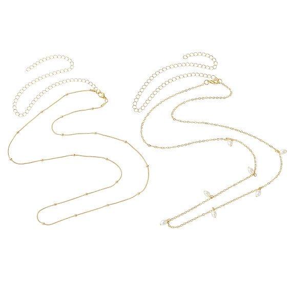 2 шт. комплекты цепных ремней из сплава змеи, с кисточкой из АБС-пластика с имитацией жемчуга, белые