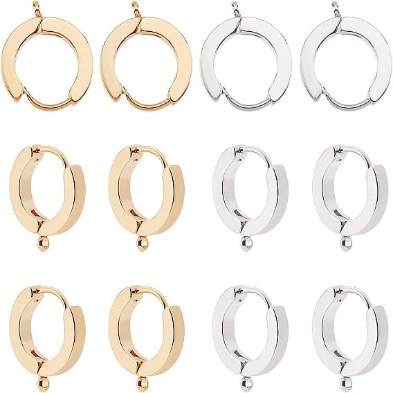 12 шт. 2 цвета 201 фурнитура для сережек-колец из нержавеющей стали, с 316 хирургическими серьгами из нержавеющей стали, кольцо