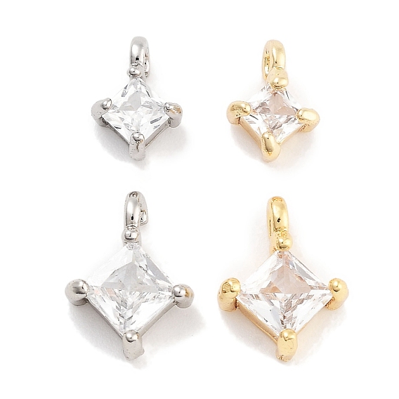 Латунь с кубическим цирконием подвеской, без кадмия, без никеля и без свинца, ромб