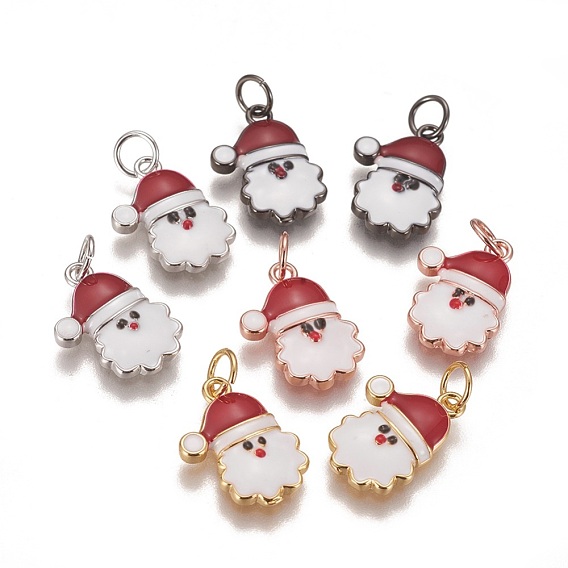 Эмаль подвески, с латунной фурнитурой , долговечный, Дед Мороз, белые