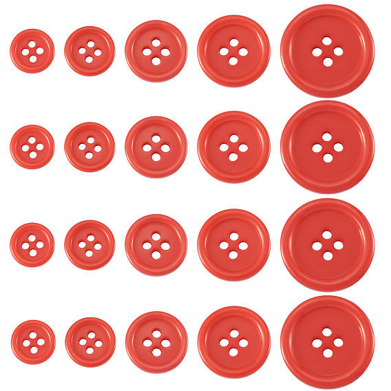 4-Hole Resin Buttons, Flat Round