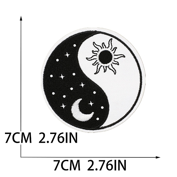 Компьютеризированная вышивка тканью утюжок на / шить на заплатках, аксессуары для костюма, аппликация, инь-ян