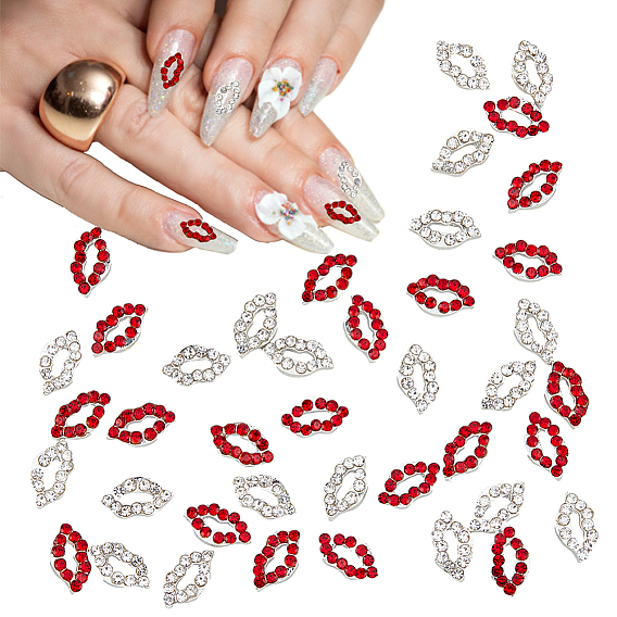 40шт 2 цвета сплав горный хрусталь кабошоны, для украшения ногтей, губа