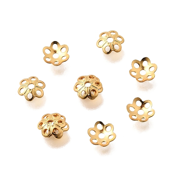 Шапочки и конусы для бусин, латунные, полые цветок, без кадмия и без свинца, стойки покрытие, долговечный