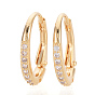 Brass Cubic Zirconia Leverback Earring Findings, with Loop, Clear