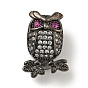 Brass Micro Pave Clear Cubic Zirconia Beads, Owl
