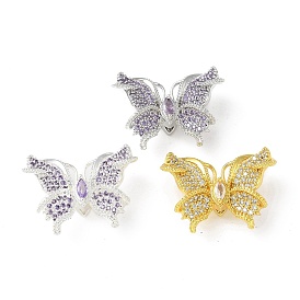 Латунные микропаве прозрачные подвески с фианитом, бабочки прелести