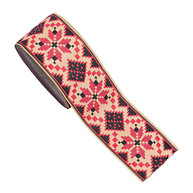 Rubans en polyester brodés à motifs losanges de style ethnique et floraux, ruban jacquard, ruban tyrolien, accessoires du vêtement