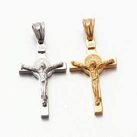 Thème de Pâques chaud unisexe 201 pendentifs croix crucifix en acier inoxydable, pour Pâques, 30x17x6mm, Trou: 5x5.5mm