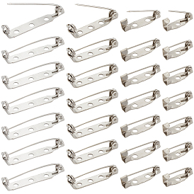 160Pcs 4 Style Iron Brooch Findings, Back Bar Pins