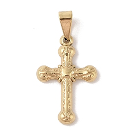 PVD Vacuum Plating 304 Stainless Steel Pendants, Cross Charm, Religion