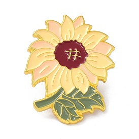 Sunflower Enamel Pin, Lovely Alloy Enamel Brooch for Backpacks Clothes, Golden