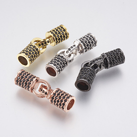 Brass Micro Pave Cubic Zirconia Fold Over Clasps, Lead Free & Cadmium Free, Column