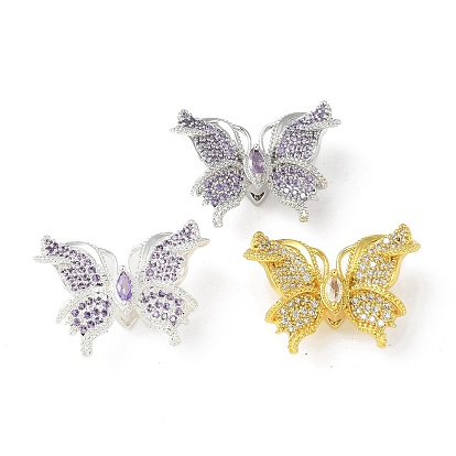 Латунные микропаве прозрачные подвески с фианитом, бабочки прелести