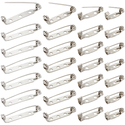 160Pcs 4 Style Iron Brooch Findings, Back Bar Pins