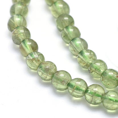 Natural Green Apatite Beads Strands, Round