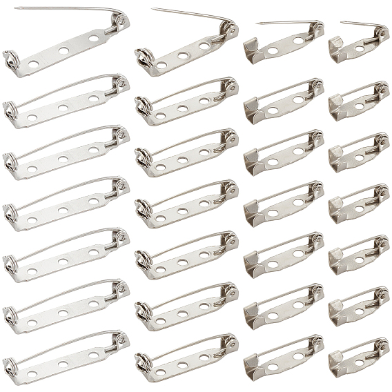 160Pcs 4 Style Iron Brooch Findings, Back Bar Pins