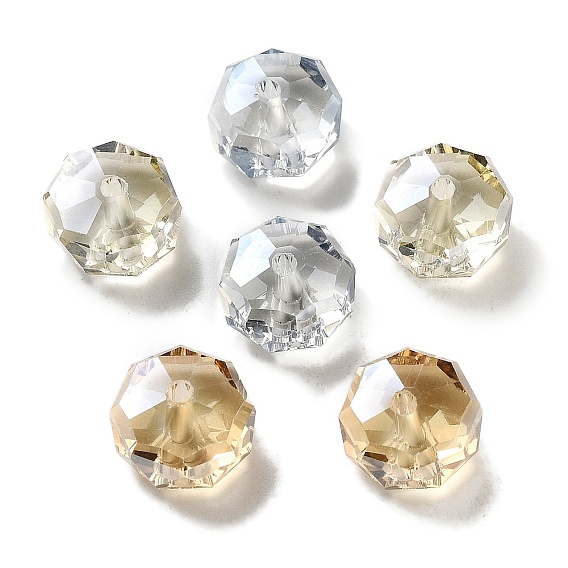 Гальванические стеклянные бусины, гальваническое покрытие, граненые, рондель