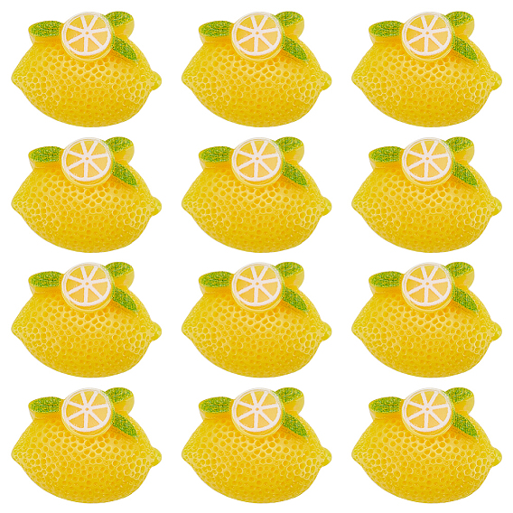 80Pcs Opaque Resin Cabochons, Imitation Food, Lemon