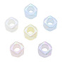 Electroplate Acrylic European Beads, Large Hole Beads, Pearlized, Faceted Cube