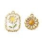 304 нержавеющей стальной эмали подвески, золотые, цветок