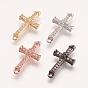 Латунные микро проложить класса AAA кубического циркония ссылки, крестик, без кадмия, без никеля и без свинца