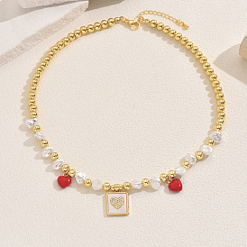 Элегантные латунные и искусственные жемчужины квадратные ожерелья-нагрудники для женщин