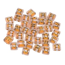 Transparent Electroplate Acrylic Multi-Strand Links, Rectangle with Mixed Golden Letter