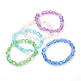 Synthetic Moonstone Stretch Bracelets for Teen Girl Women, Reiki Crystal Gift for Her