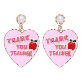 Sweetheart Pink Love Heart Earrings - Cute Girl Heart Studs, Oil Dripping, Peach Heart Decoration.