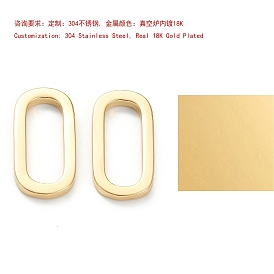 304 Stainless Steel Linking Rings, Interlocking Ring, for Necklace Making, Rectangle