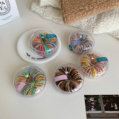 Colorful Elastic Hair Ties for Kids, Cute Boxed Ponytail Holders with High Stretch and Basic Style