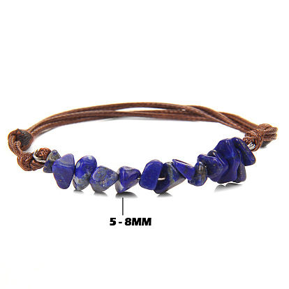 Bohemian Natural Stone Beaded Bracelet with Woven Leather Cord for Women