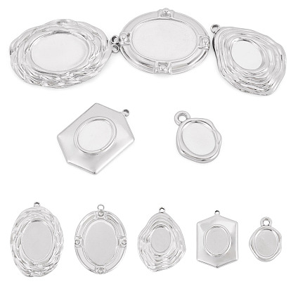 5шт 5 стили 304 настройки подвески из нержавеющей стали кабошон, ионное покрытие (ip), самородки