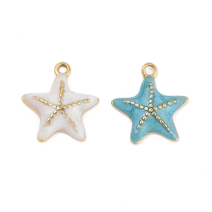 304 нержавеющей стальной эмали подвески, прелести морская звезда, реальный 18 k позолоченный, ионное покрытие (ip)