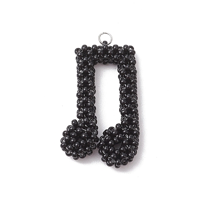 Подвески из стеклянных бусин в виде музыкальных нот, с цветом нержавеющей стали 304 открытые соединительные кольца из нержавеющей стали