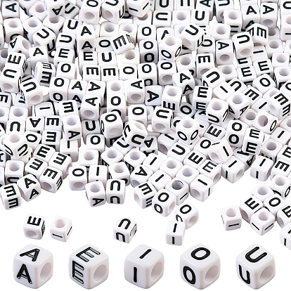 1000шт 5 стили акриловые горизонтальные бусины с буквами, куб с буквой aeiou