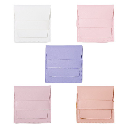 5 шт 5 цветные квадратные конверты из искусственной кожи, мешочки для хранения ювелирных изделий для упаковки колец
