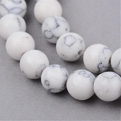 Synthetic Howlite Beads Strands, Round, Frosted