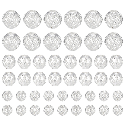 60шт. 3 стили долговечные полые латунные бусины с покрытием, филигранные бусы, круглые