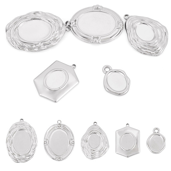 5шт 5 стили 304 настройки подвески из нержавеющей стали кабошон, ионное покрытие (ip), самородки