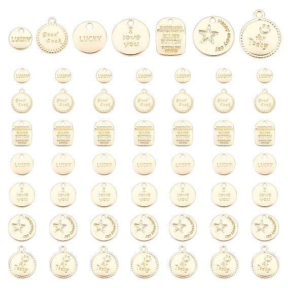 56Pcs 7 Style Rack Plating Alloy Charms, Cadmium Free & Lead Free, Mixed Shapes