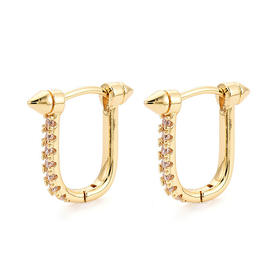 Латунные серьги-кольца из прозрачного кубического циркония, заклепка