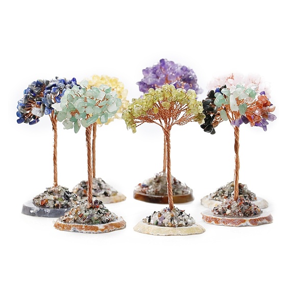 Елочные украшения из крошки натуральных драгоценных камней, Основание из драгоценного камня с медной проволокой, энергетический камень по фен-шуй, подарок для домашнего офиса, рабочего стола