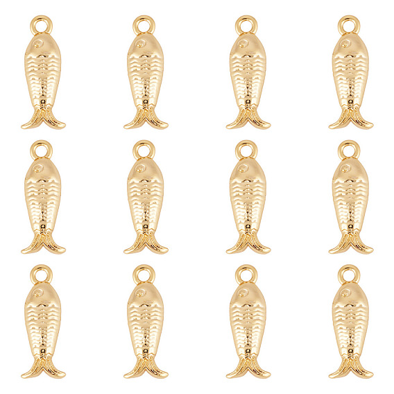 12 шт. Латунные подвески, рыба