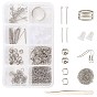 SUNNYCLUE DIY Earring Making Kits, with 304 Stainless Steel Cable Chains & Bead Caps & Earring Hooks, Iron Tweezers and Brass Wide Band Ring Components