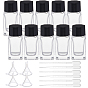 Cuboid Glass Fountain Pen Ink Bottle, with ABS Plastic Bottle Cap, Plastic Funnel Hopper & Dropper