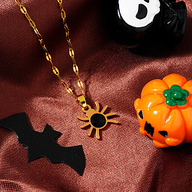 Mini Cartoon Halloween Stainless Steel Spider Pendant Necklaces for Unisex