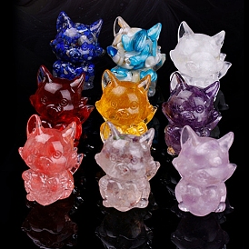 Resin Home Display Decorations, with Gemstone Inside, Fox