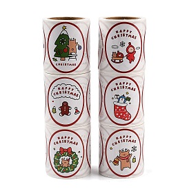 120 Round Paper Christmas Cartoon Sticker Rolls, Decorative Sealing Stickers for Gifts, Party